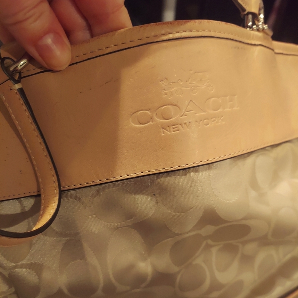 Coach handbag gray and tan